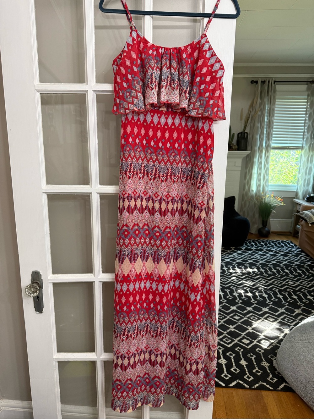 Tulle Brand (boutique) Red Printed Maxi Dress with Floral Detail